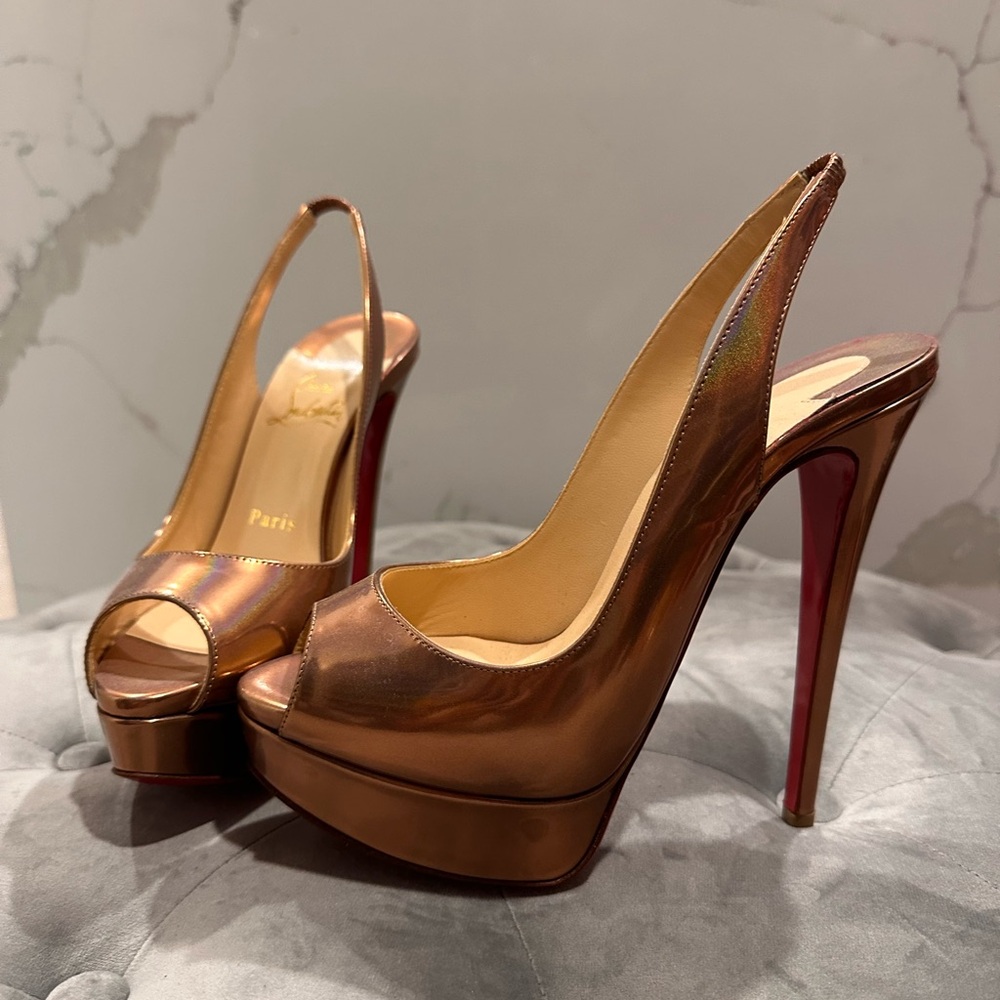 Christian Louboutin Lady Peep Sling in Copper 37.5 Brand new never worn